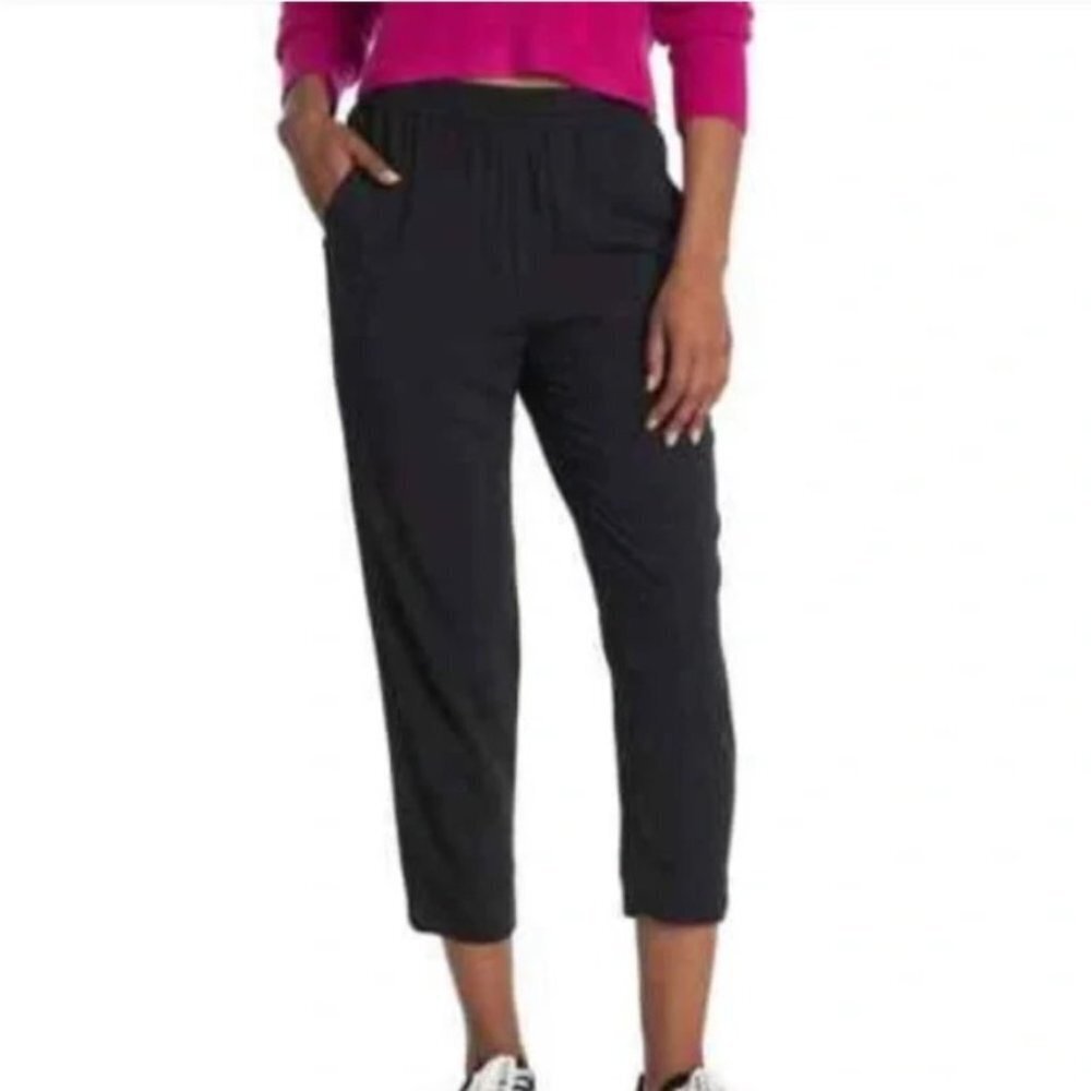 Madewell Pants Women's Small Black Dolphin Hem Track Trousers M4236 Cropped